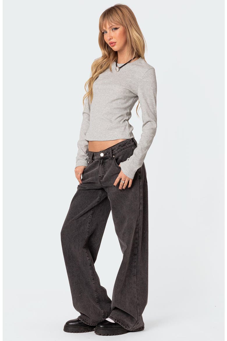 Marny Crop Waffle Top, Alternate, color, GRAY MELANGE