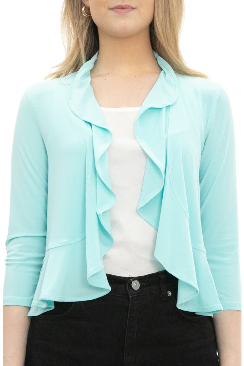 Chiffon Ruffle Bolero, Main, color, ROBINS EGG