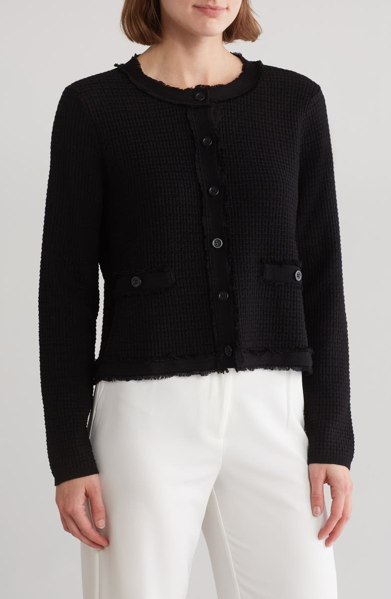 Adrianna Papell Fray Trim Cardigan, Main, color,