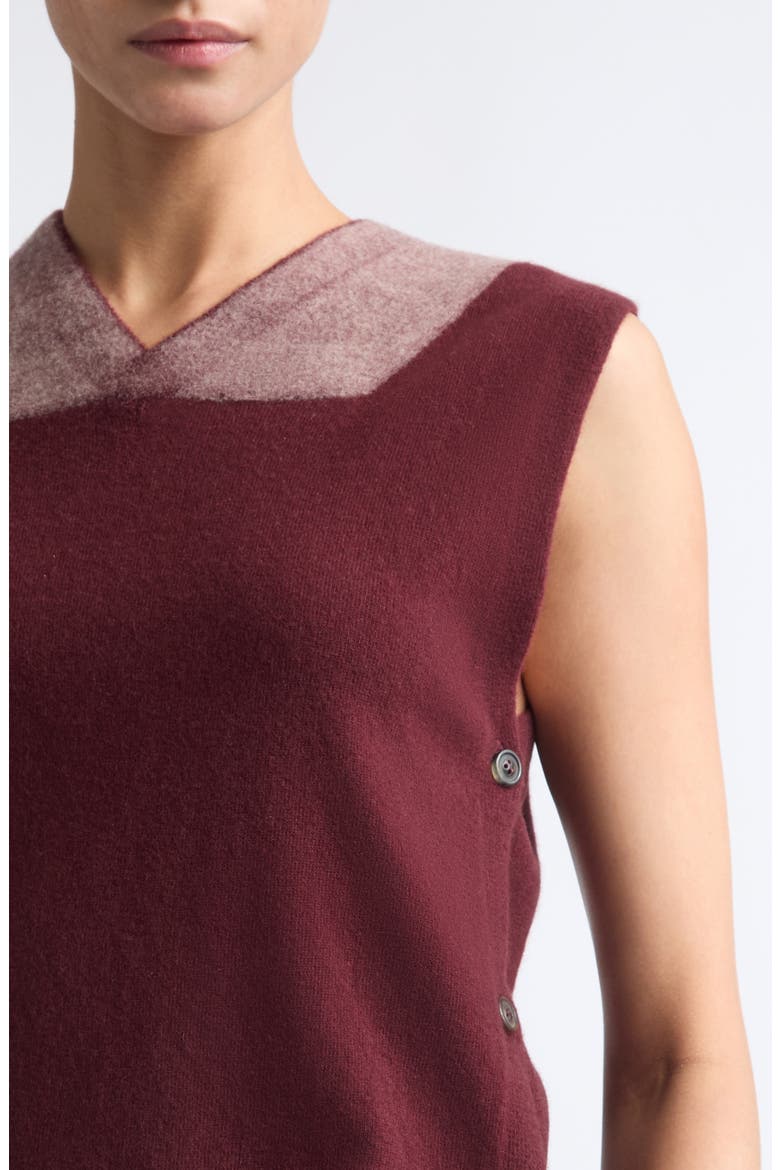 Fuse Trompe L'Oeil Virgin Wool Sweater Vest, Alternate, color, BORDEAUX/ ECRU