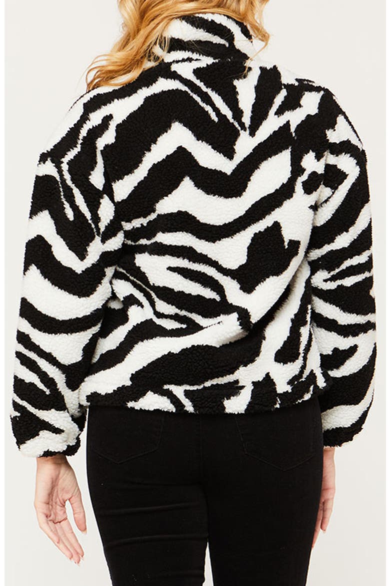 Bennington Fuzzy Pullover, Alternate, color, WHITE BLACK ZEBRA