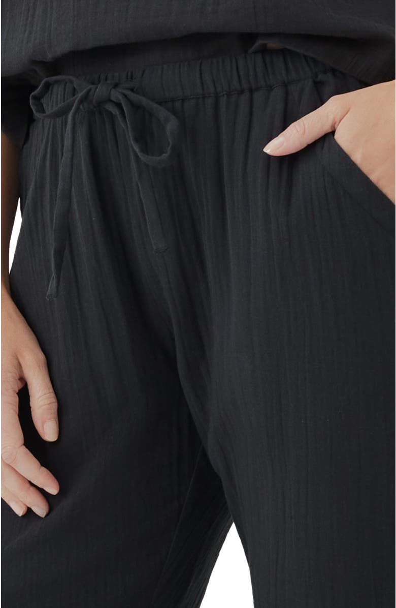 Pact Organic Coastal Double Gauze Tapered Pull-On Pant, Alternate, color, Black