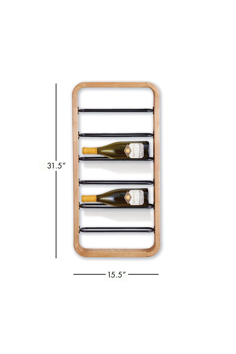 Hoxton 6-Bottle Wall Bottle Rack Display 31.5", Alternate, color, Brown
