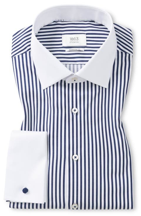 Modern Fit Stripe Non-Iron Cotton Dress Shirt