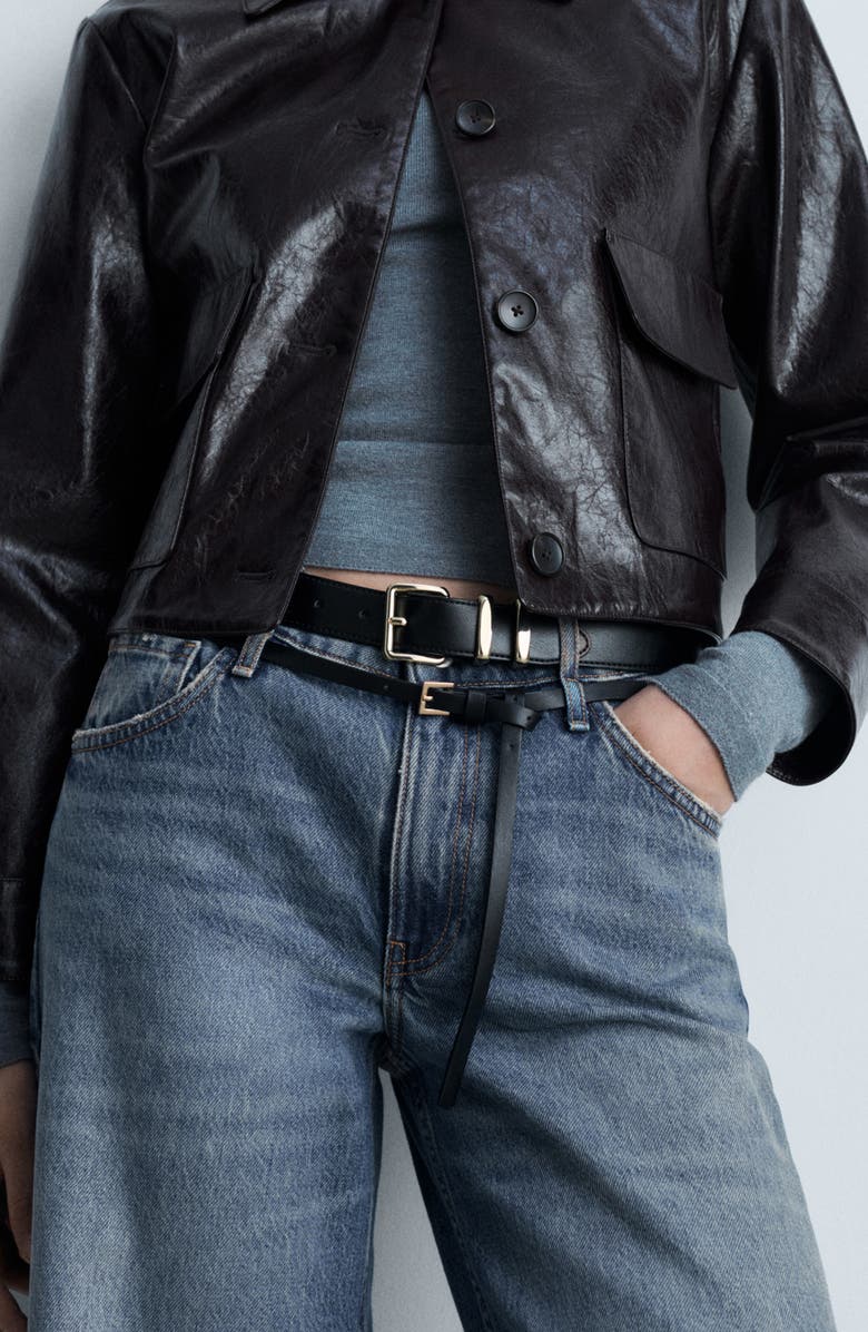 MANGO Olivia Tie Waist Wide Leg Jeans, Alternate, color,