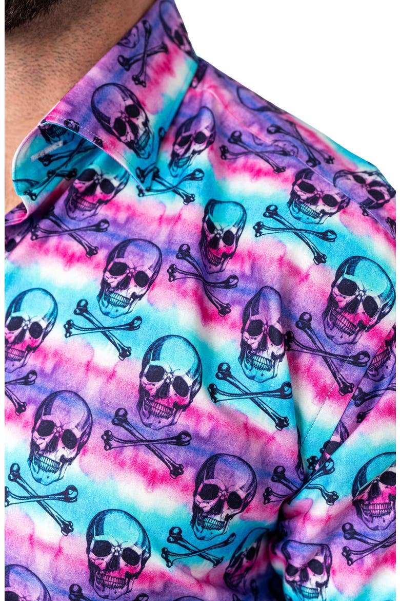 Fibonacci Regular Fit Skulldye Purple Button-Up Shirt, Alternate, color, PURPLE