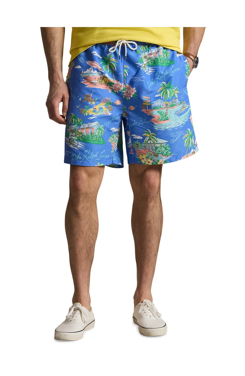 Polo Ralph Lauren Big & Tall Bahamas Bear Traveler Swim Trunks, Main, color, Blue