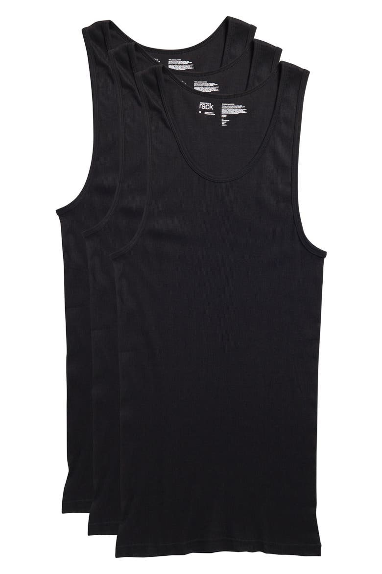 Cotton 3-Pack Ribbed Tank Tops, Main, color, BLACK