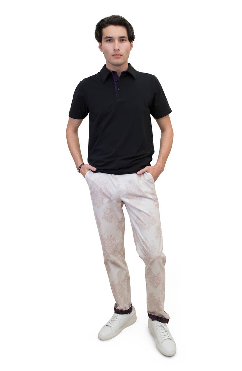 Lords of Harlech Pietro Stretch Cotton Polo Shirt, Alternate, color, Black