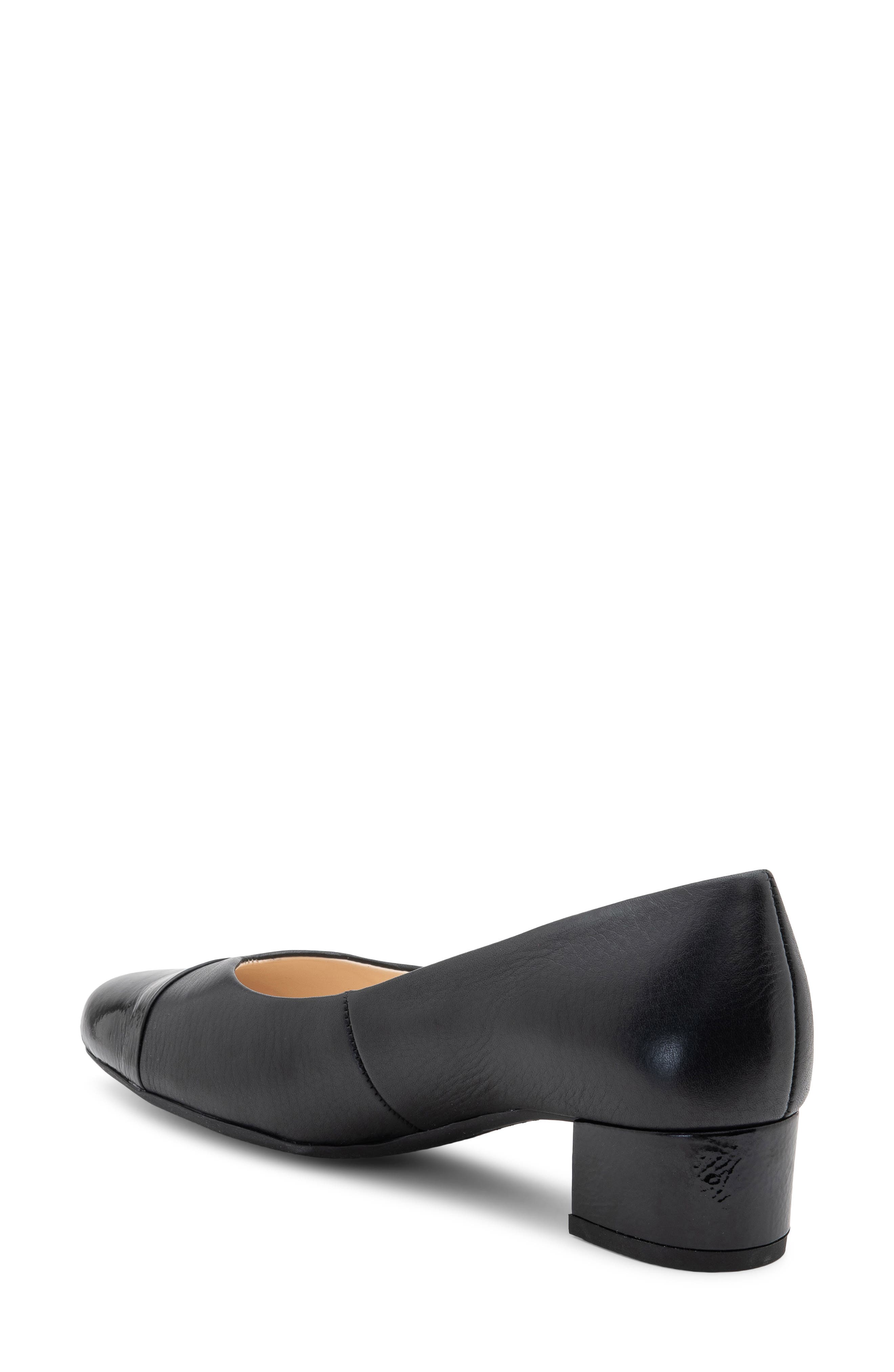 ara Nanette Block Heel Pump, Alternate, color, Black Calf / Black Patent Toe