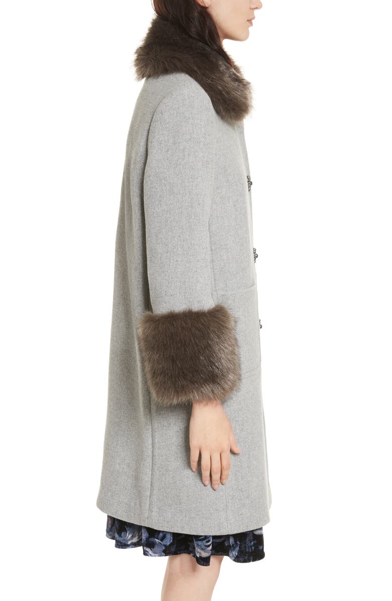 Kate Spade New York faux fur trim coat, Alternate, color, 