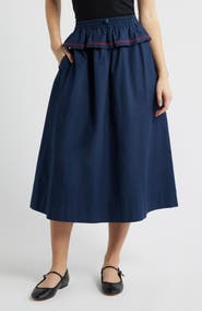 Damson Madder Sigrid Peplum Waist Midi Skirt