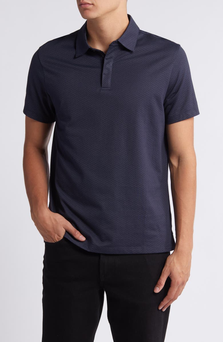 Robert Barakett Lomond Cotton Blend Jacquard Polo, Main, color, Navy