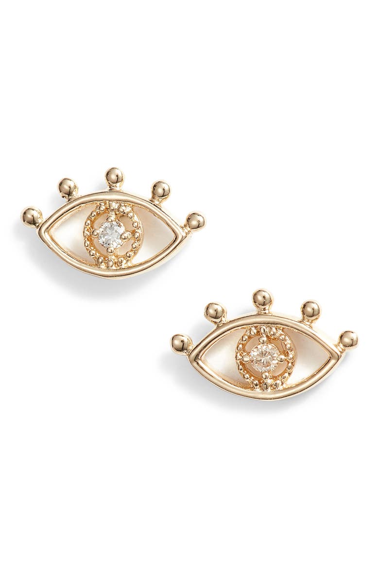 Santorini Diamond Stud Earrings, Main, color, GOLD
