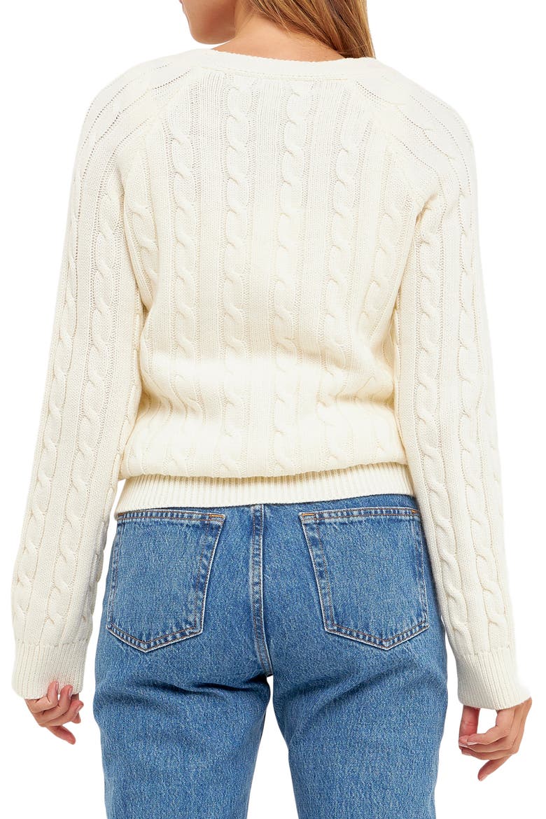 Cable Knit Cardigan, Alternate, color, IVORY
