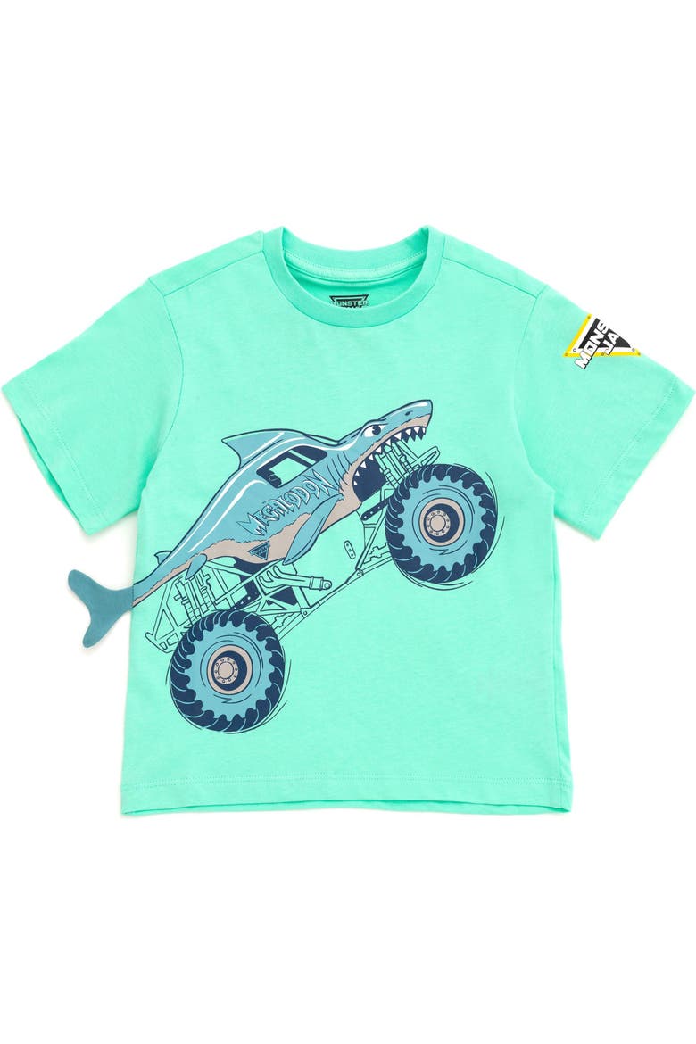 3D Novelty Short Sleeve T-Shirt, Main, color, Aqua Megalodon