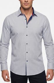LEVINAS Checked Long Sleeve Cotton Shirt