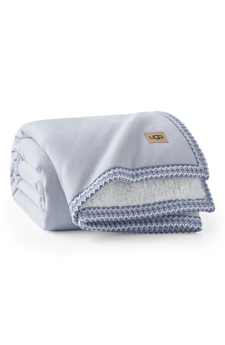 UGG<sup>®</sup> Kirkwood Braid Trim Throw Blanket, Main, color, Misty Wisteria