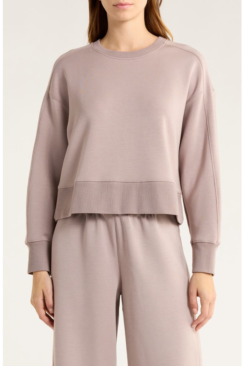 AirEssentials® Luxe Crop Crewneck Sweatshirt, Main, color, COASTAL FOG