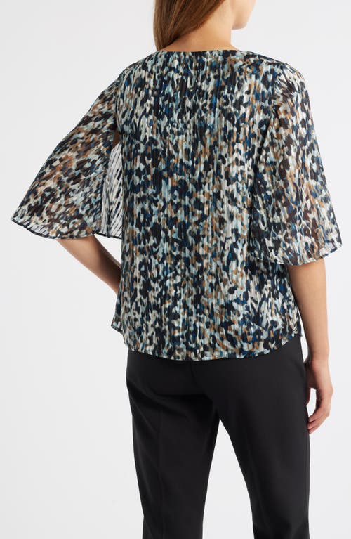 Anne Klein Splatter Print Cape Sleeve Top In Gray