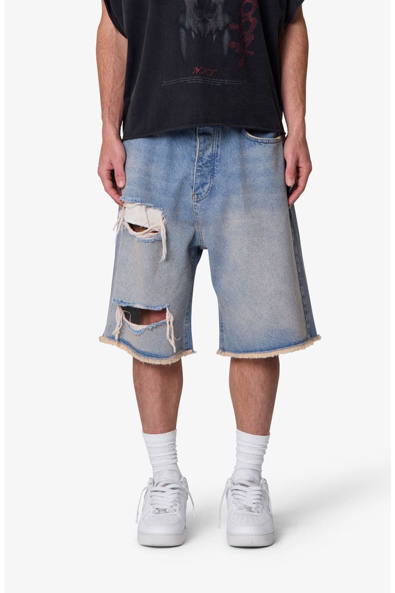 Baggy Distressed Cutoff Jeans Shorts, Main, color, LIGHT BLUE