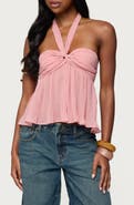 EDIKTED Pleated Chiffon Halter Top