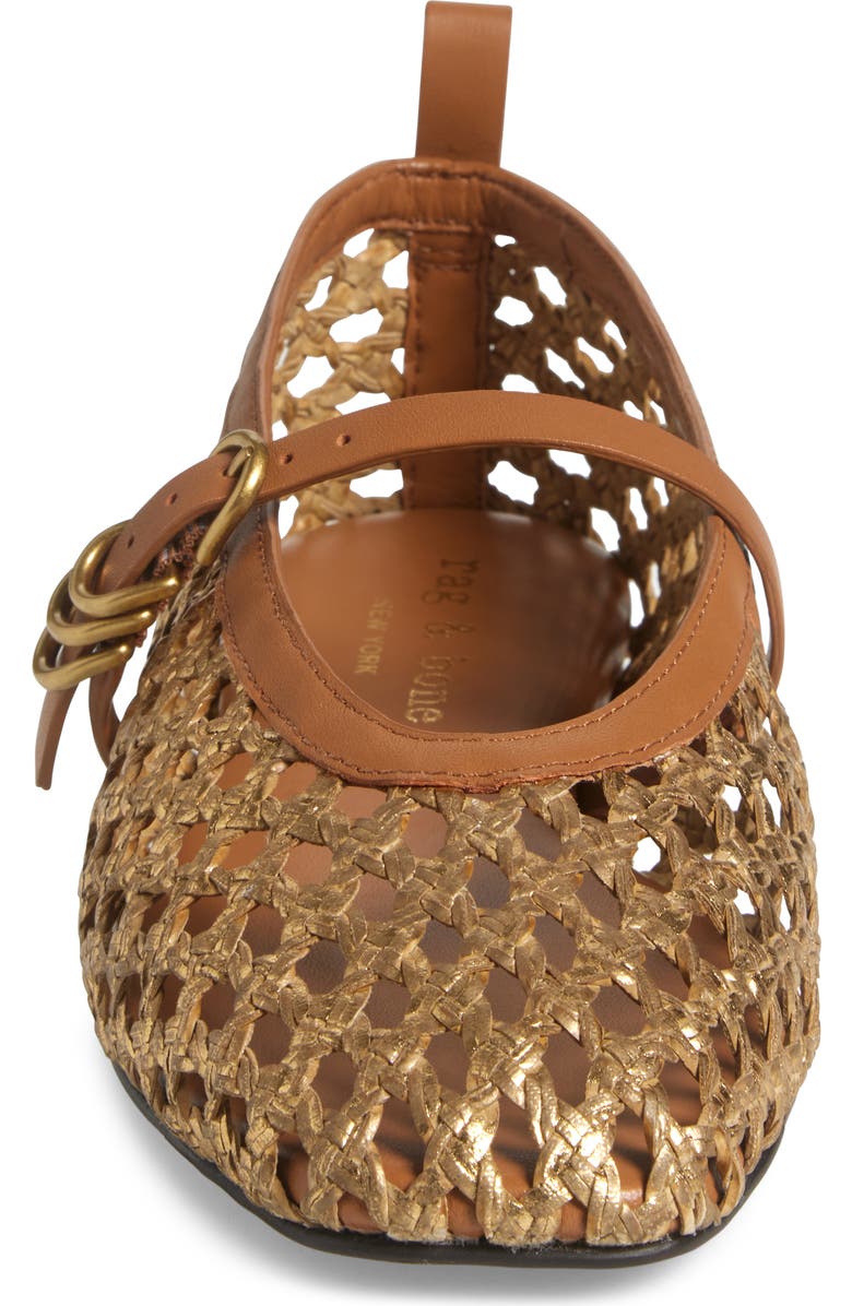 rag & bone Spire Woven Mary Jane Flat, Alternate, color, Gold Woven