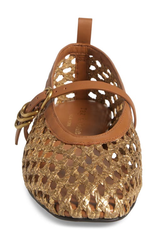 Rag & Bone Beige Spire Woven Faux Leather Mary Jane Ballerina Flats In Gold Woven