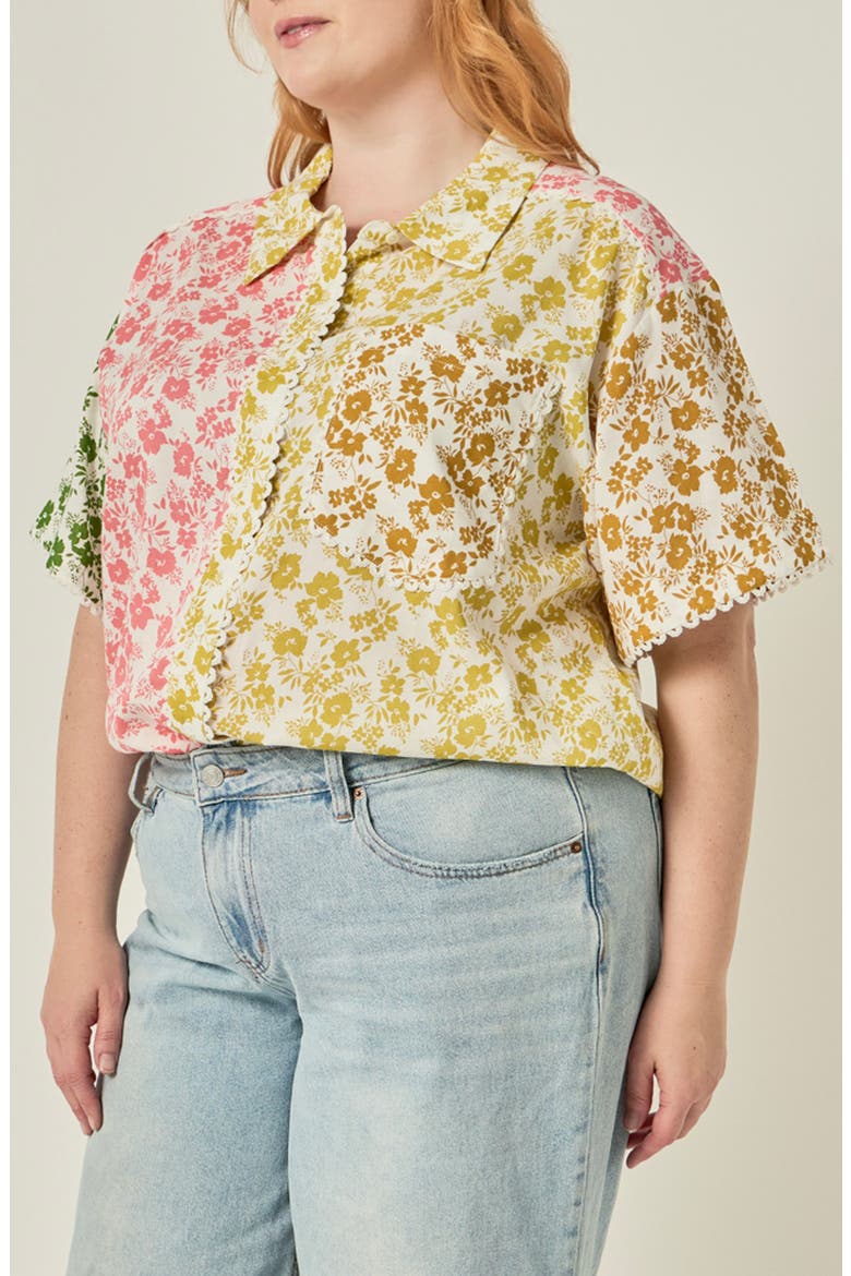 Floral Colorblock Shirt, Alternate, color, YELLOW MULTI