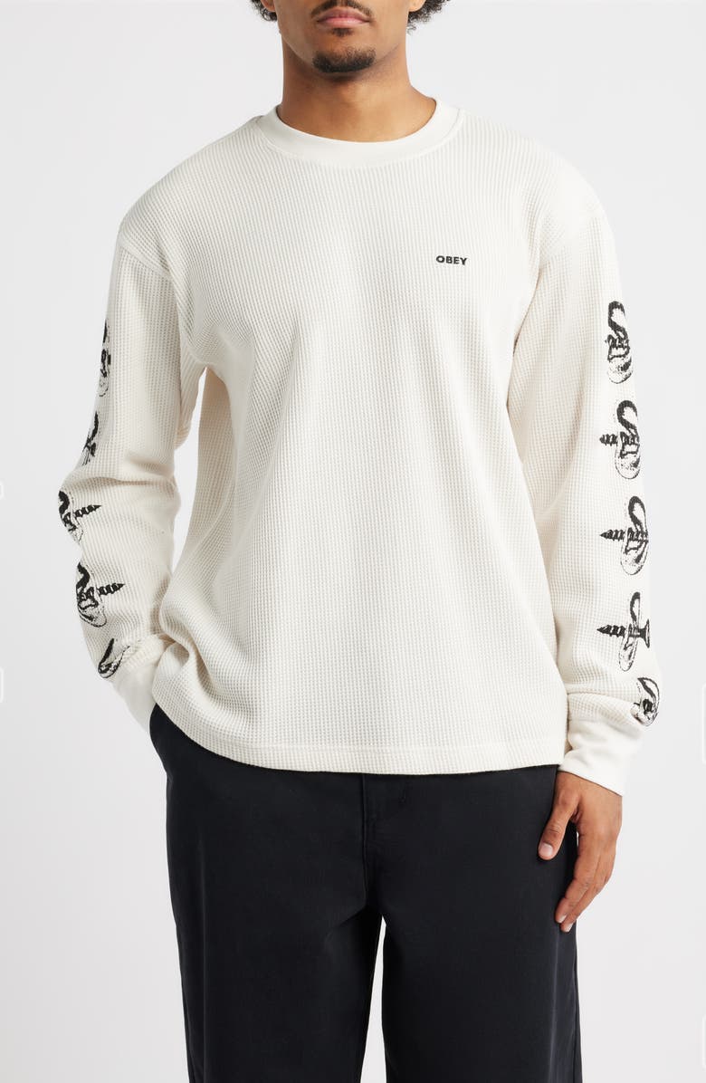 Obey Ears Graphic Thermal Long Sleeve T-Shirt, Main, color, Blanc De Blanc
