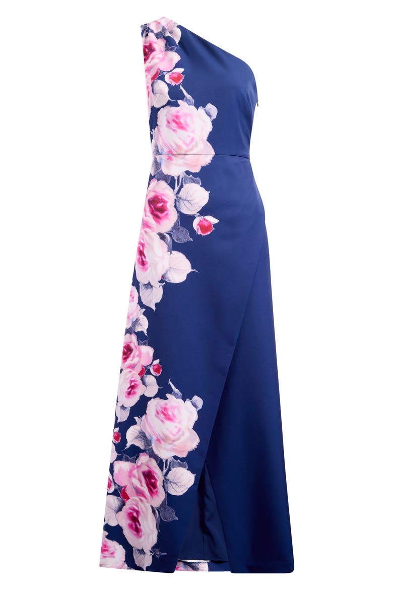 Carissa One-Shoulder Gown, Alternate, color, DEEP NAVY