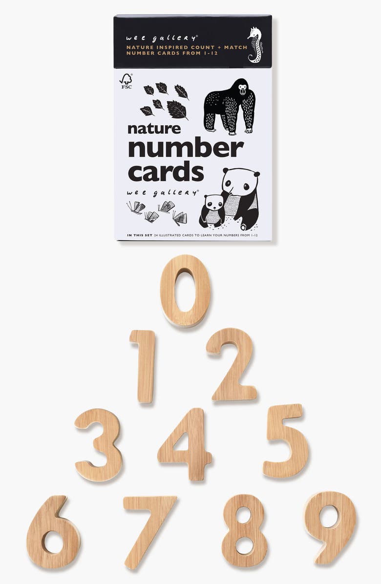 Wee Gallery Wooden Numbers and Nature Number Cards Bundle, Main, color, Counting