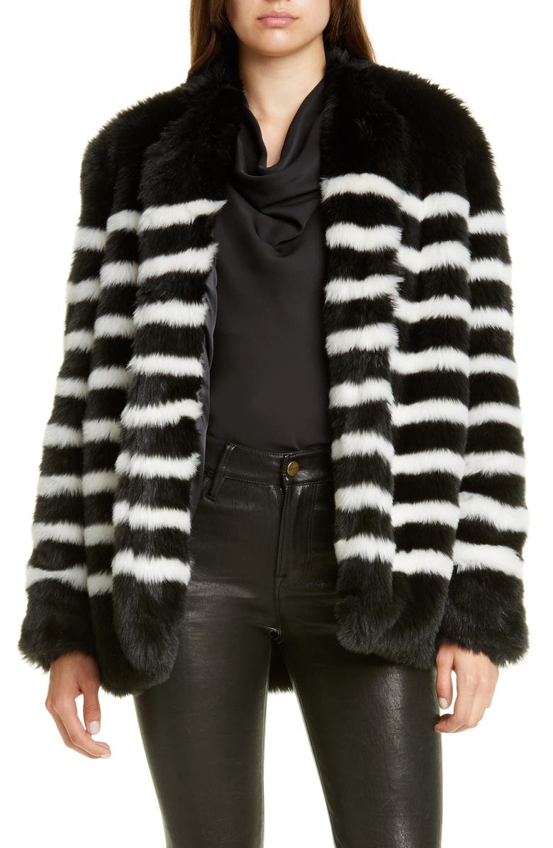 FRAME Jerry Stripe Faux Fur Coat, Main, color,