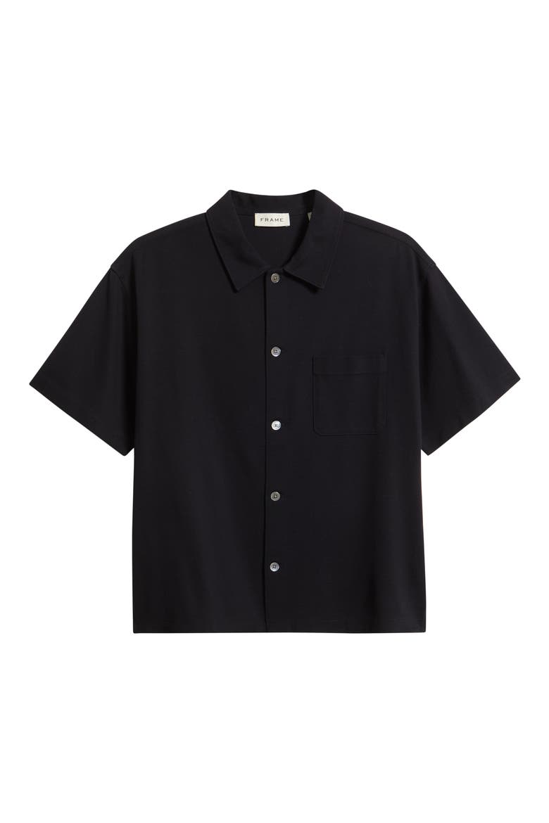 Short Sleeve Piqué Button-Up Shirt, Alternate, color, DARK NAVY