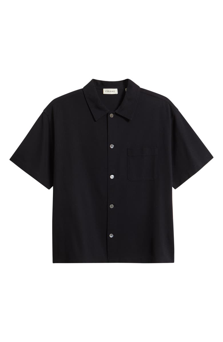FRAME Short Sleeve Piqué Button-Up Shirt, Alternate, color, Dark Navy