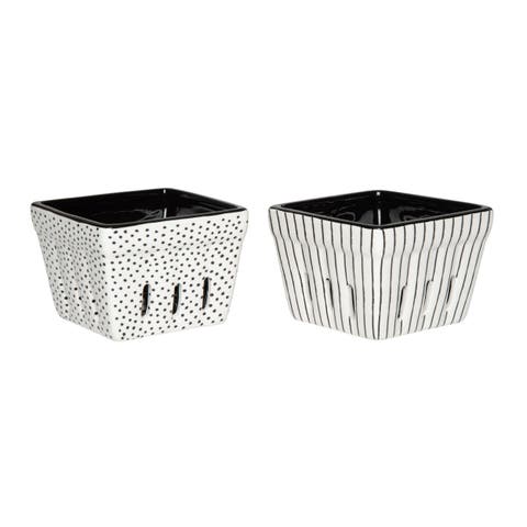 Berry Baskets Set of 2 Ceramic White