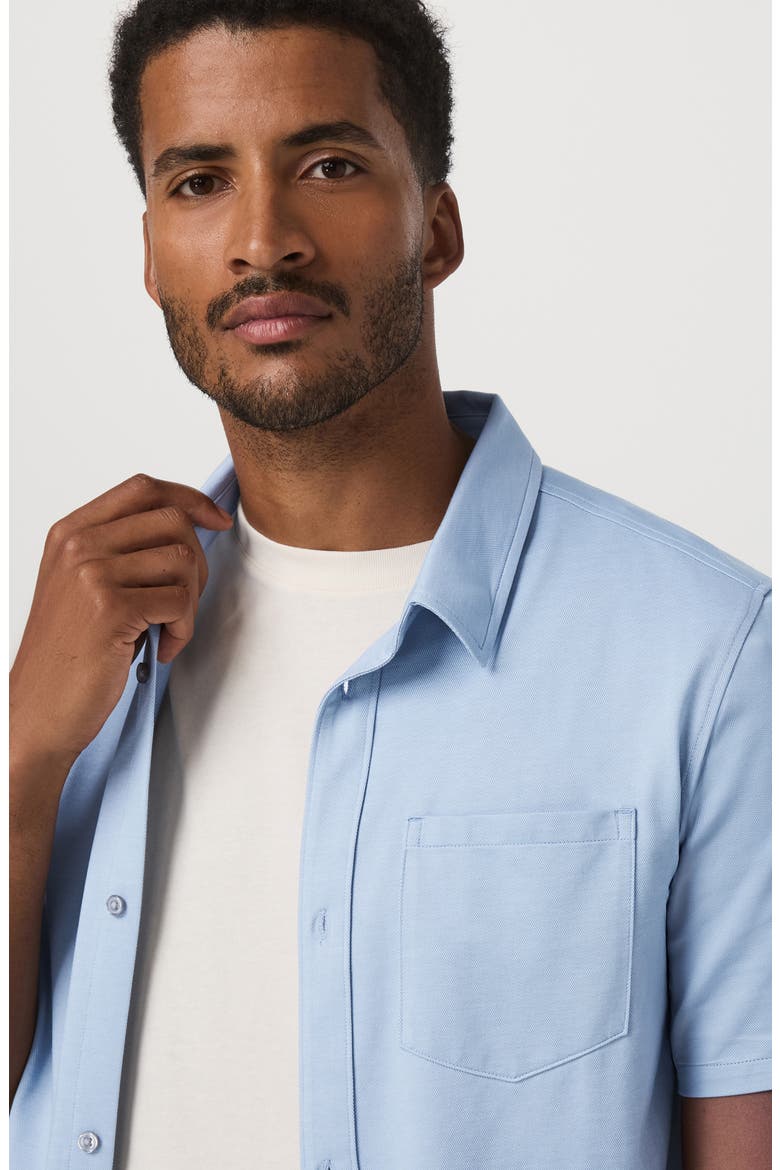 Oxford Knit Short Sleeve Button-Up Shirt, Alternate, color, BLUE DUSK