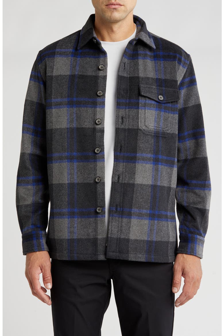 Buffalo Plaid Shirt Jacket, Alternate, color, CHARCOAL/ NAVY