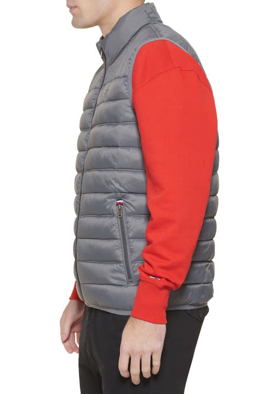 Tommy Hilfiger Packable Faux Down Vest In Gray