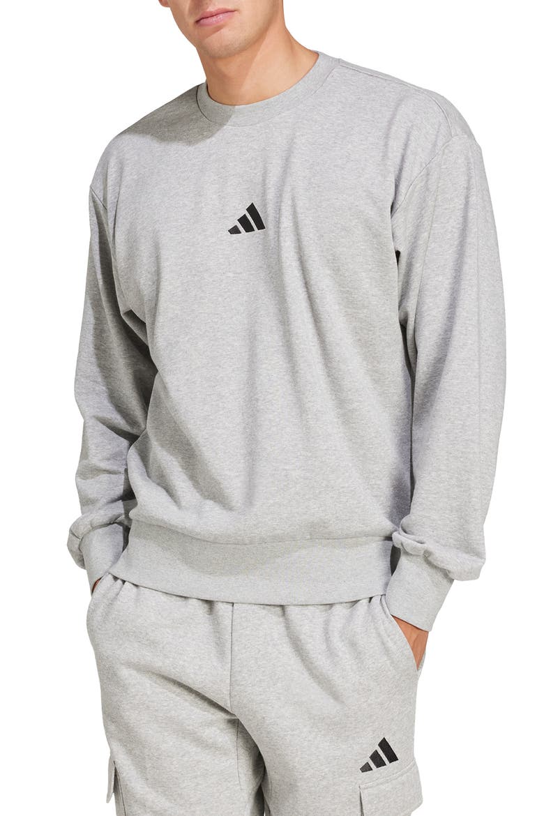 Essentials French Terry Crewneck Sweatshirt, Main, color, MGREYH/BLA
