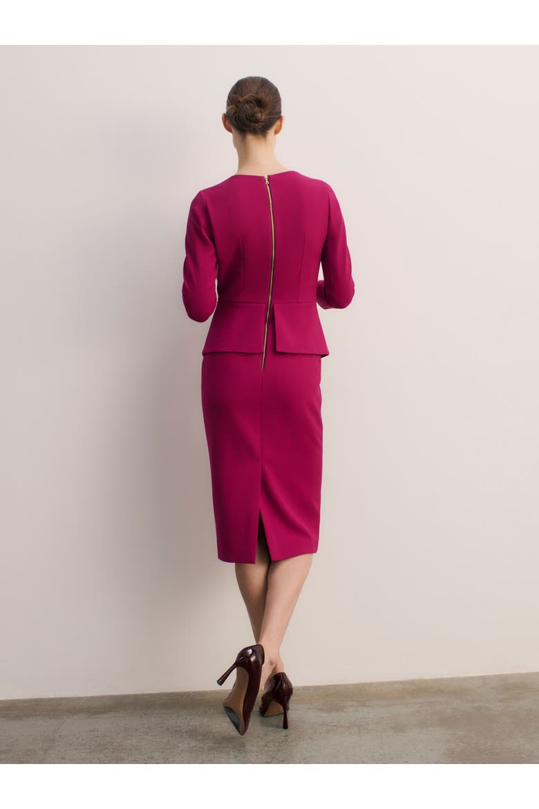 Alina Peplum Midi Dress, Alternate, color, Pink