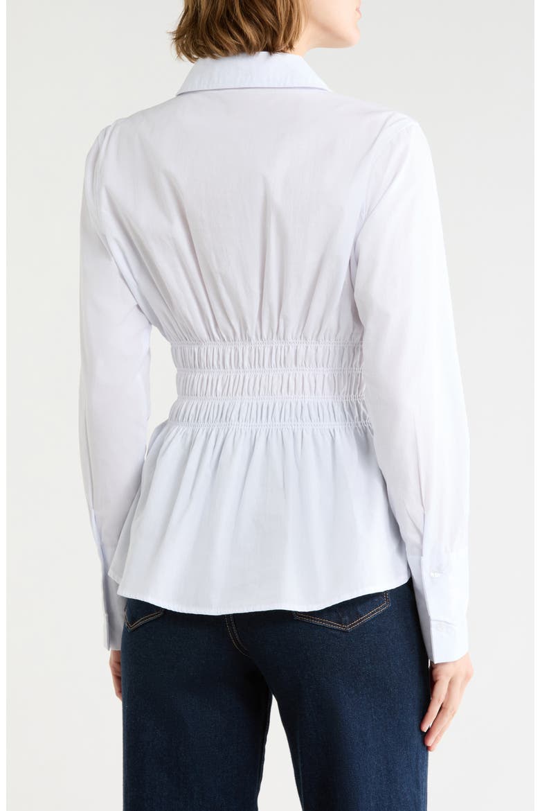 Smocked Waist Long Sleeve Cotton Shirt, Alternate, color, WHITE