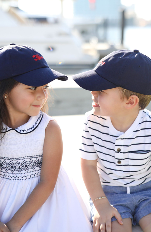 Bits & Bows Lobster Twill Bow Baseball Hat In Blue