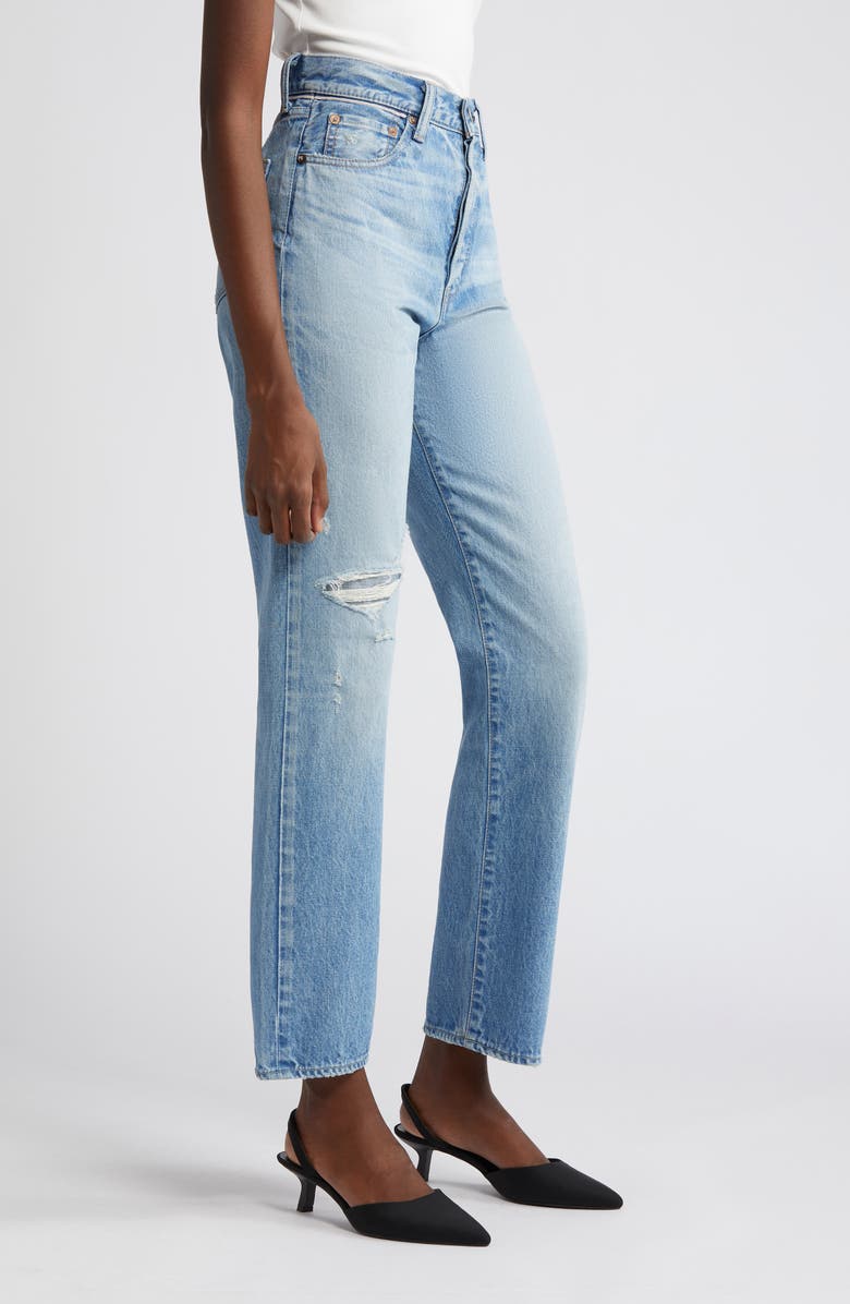 MOUSSY VINTAGE Cliffdale Ripped High Waist Straight Leg Jeans, Alternate, color, 