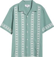 Wax London Didcot Embroidered Cotton & Linen Camp Shirt