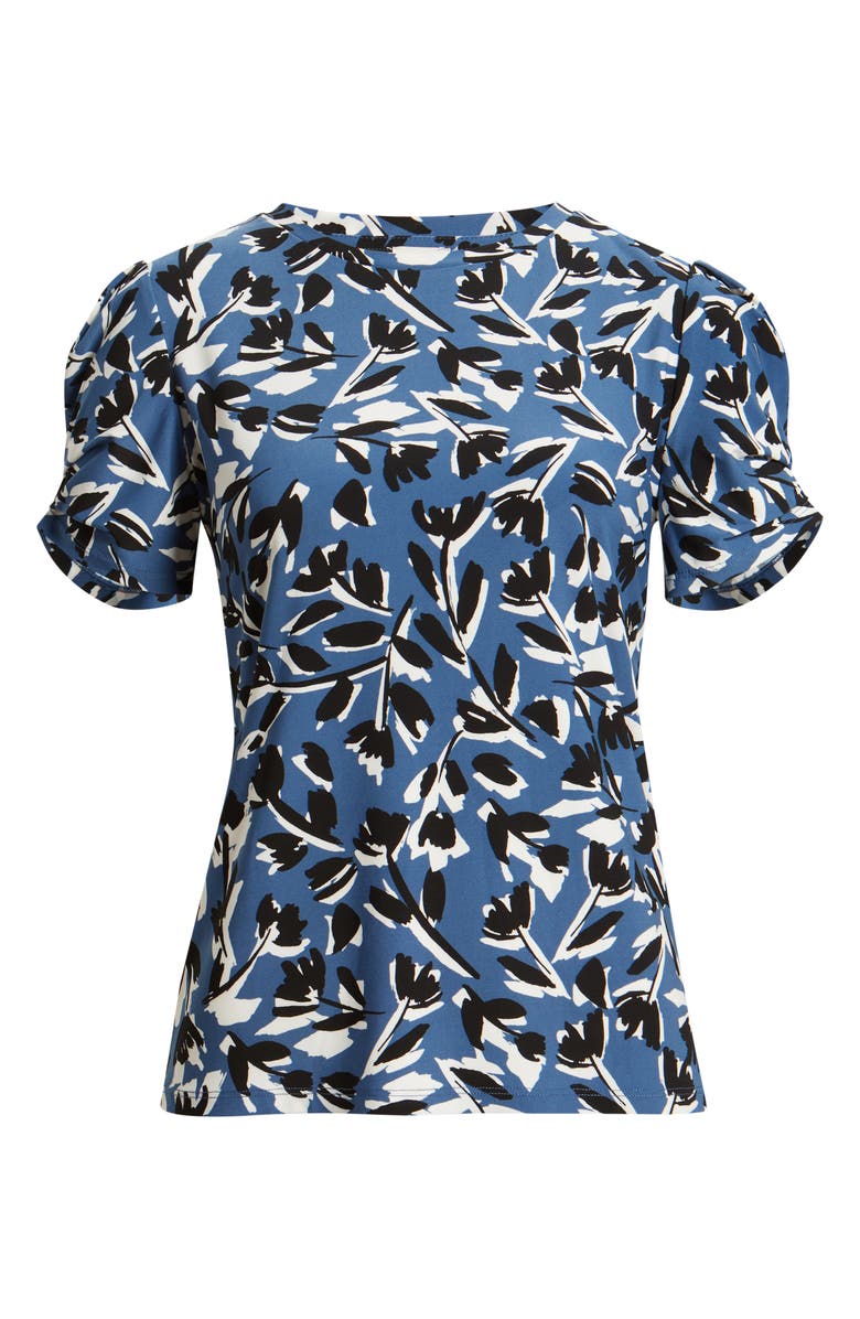 AK ANNE KLEIN Floral Short Sleeve Top, Alternate, color, Blue Jay Multi