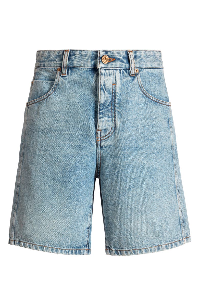 Balmain Light blue denim Bermuda shorts, Alternate, color, Blue