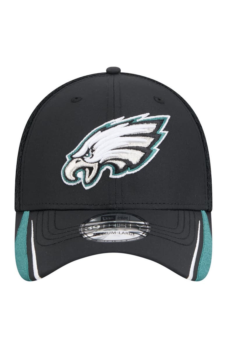 New Era Men's New Era  Black Philadelphia Eagles Game Day Linear 39THIRTY Flex Hat, Alternate, color, 