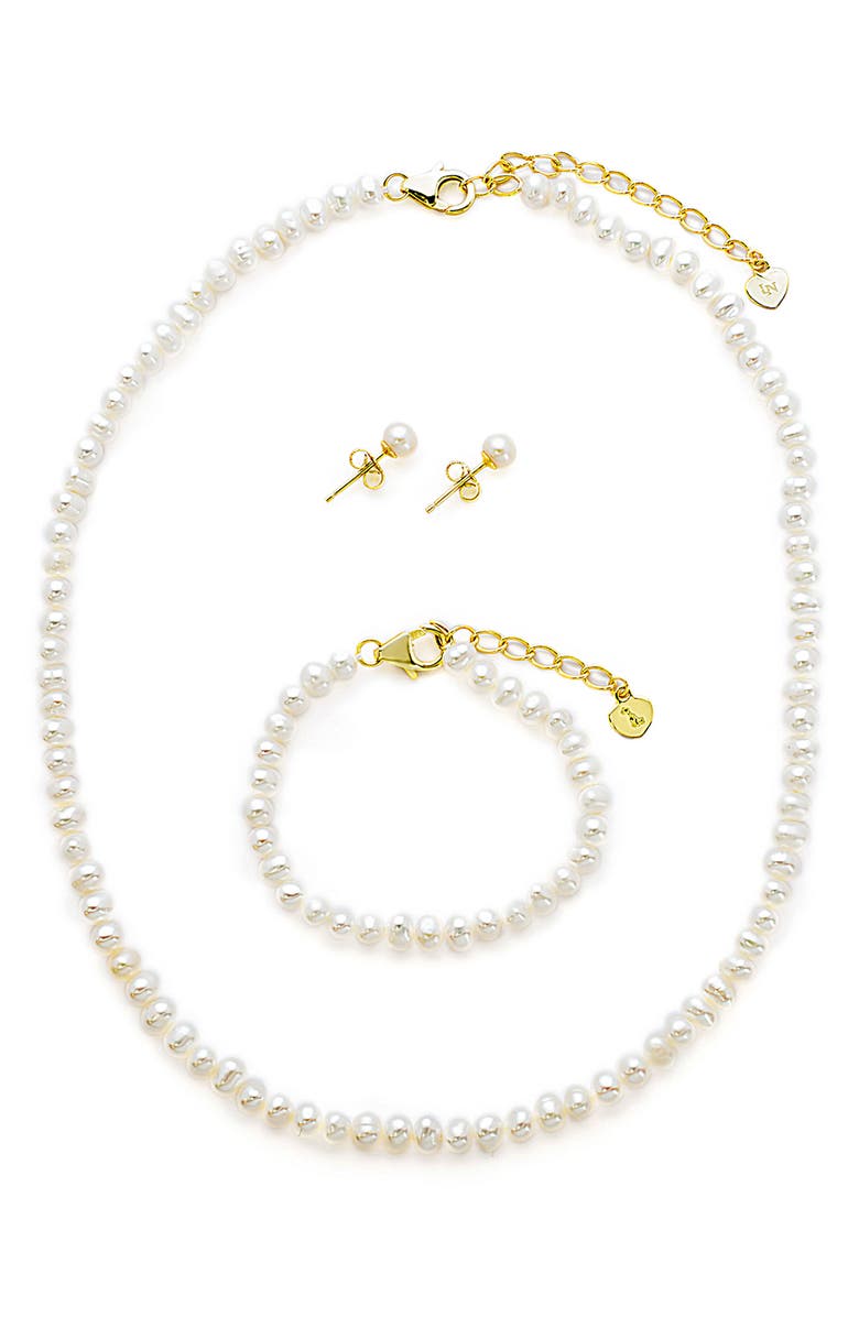 Lily Nily Kids' Freshwater Pearl Necklace, Stud Earrings & Bracelet Set, Main, color, 
