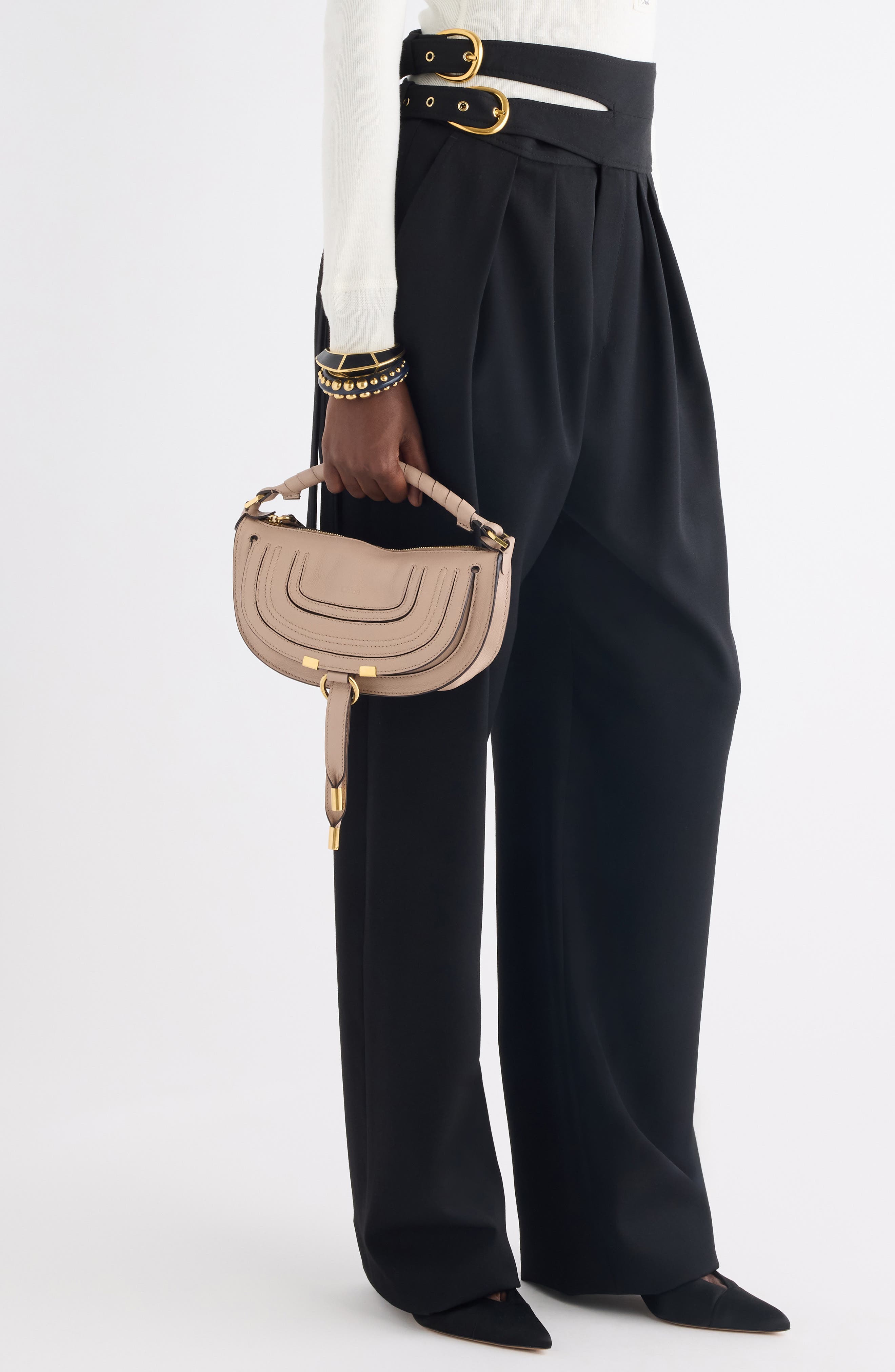 Chloé Mini Marcie Leather Camera Shoulder Bag, Alternate, color, Woodsmoke